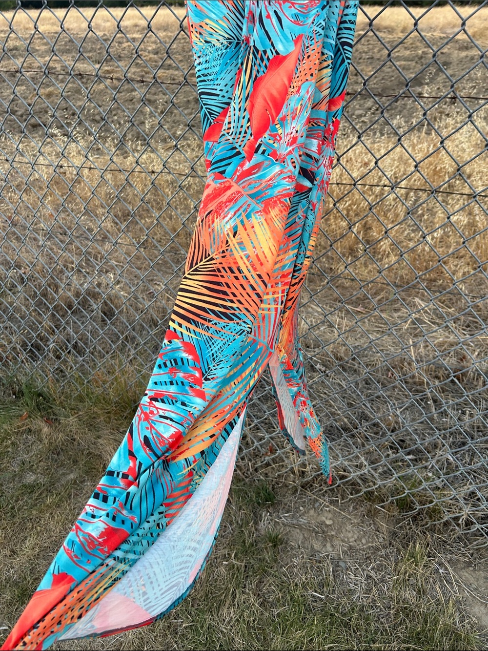 Tropical Print Sleeveless Maxi Dress - Teal & Coral - Picture 11 of 13